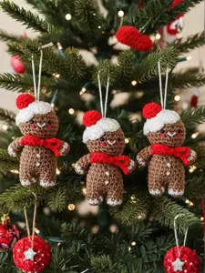 Yarny Bear - Gingerbread Man Christmas Decor, Cute Indoor Ornament, Crochet Amigurumi Animal, Adorable Holiday Decoration, Festive Gingerbread Gift