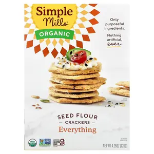 Simple Mills Organic Seed Flour Crackers, Everything, 4.25 oz (120 g)