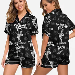 My Chemical Romance Black Parade Tour Pajama Set, 2025 Satin Rock Band Sleepwear, Cozy Lounge Outfit, Perfect MCR Fan Gift