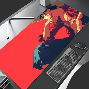 1 pc Large Anime Luffy One Piece Mouse Pad HD Print Durable Locked Edge Non-slip Rubber Base Washable Pads for PC Office Computer Gamer Extra Long Computer Accessory for Gamers Stylish Study and Workstation Decoration Mats Playmat XXL Keyboard Desktop Mat