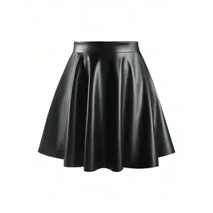 Women's pleated skirt A-line mini skirt, cool and fashionable black leather short skirt, party skirt suitable for streetwear, parties and other occasions.RAIMENTRY