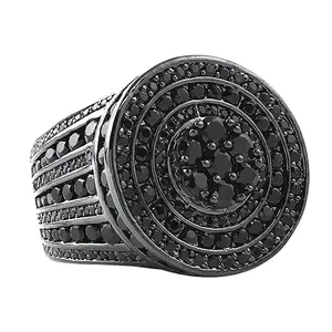 Jumbo Cluster CZ Statement Ring, Black Bling Costume Jewelry Fashion Accessory