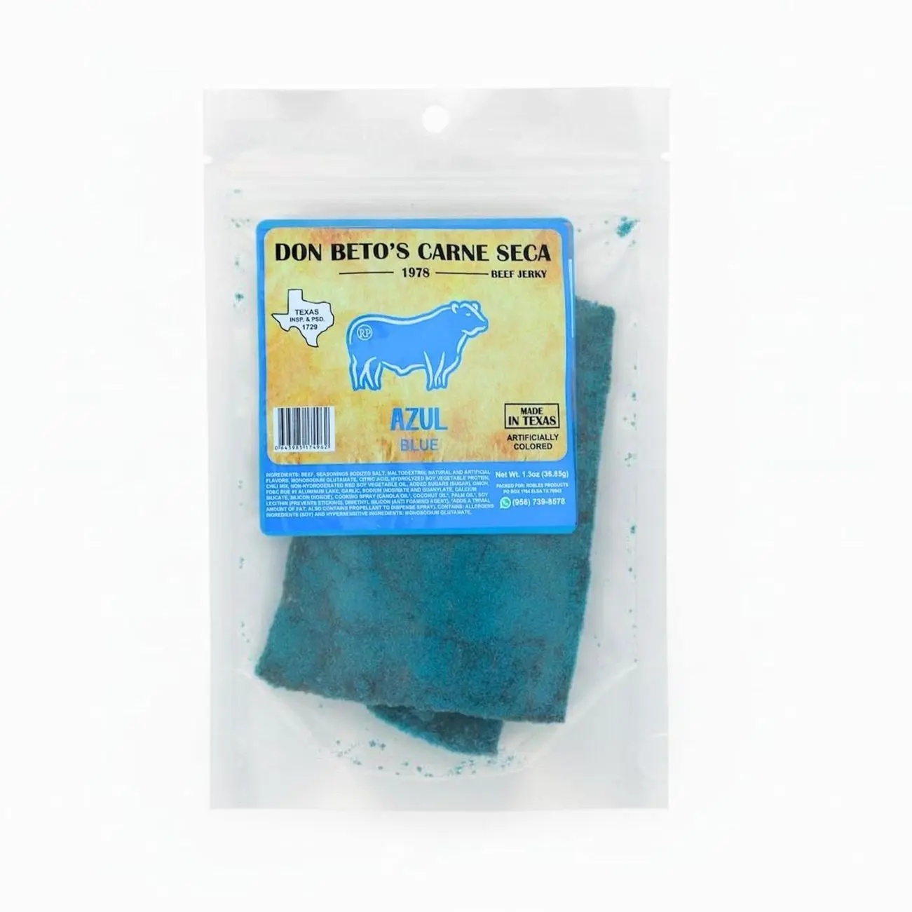 Don Beto's Spicy Blue Carne Seca Beef Jerky, Made in Texas, 1.3 oz