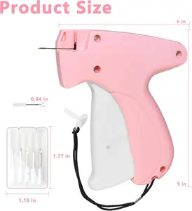 Stitch Tag Gun for Clothes,Micro Mini Stitch Gun No-Sew,Price Tagging Gun,Handheld Hem Gun for Clothing,Fabric Stapler,Quick Sticky Fixer,Temporary Sewing Gun,6 Needle,2000 Fasteners(Black+White)-Pink