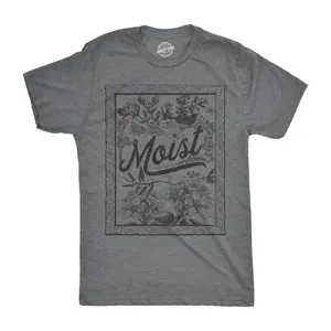 Mens Moist Floral Print T Shirt Funny Gross Word Tee Mens Funny T Shirts Cool Vintage Fashion T-Shirt Gift Classic Menswear Novelty Tees for Guys Dark Grey