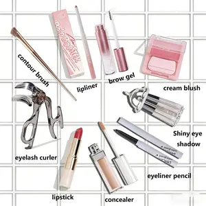 Elegant set, moisturizing lip gloss and liquid foundation, high gloss powder blusher concealer eye shadow and other 9 beauty cosmetics sets