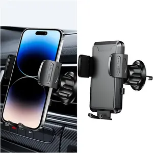 Car Phone Holder Mount,° Rotation Adjustable Portable Air Vent Smartphone Mount with Hook Clip, Automobile Interior Dashboard Cell Phone Holder, Universal Fit (Black)