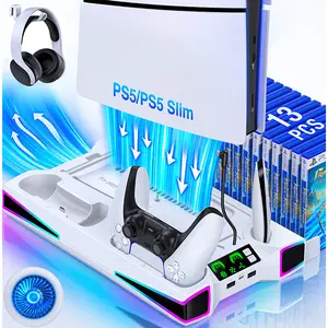 ESYWEN P5 Stand Cooling Station for PS5/PS5 Slim Console, P5 Accessories Vertical Stand