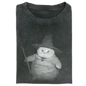 [Flashsale up to 70%] WIZARD CAT Vintage Tee, Cat T-Shirt, Meme Cringe Funny Dumb Shirts, Unisex Movie Shirt Menswear Womenswear Streetwear Casual Fashion Comfy