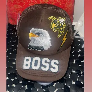 Brown Eagle and Boss Print Baseball Cap