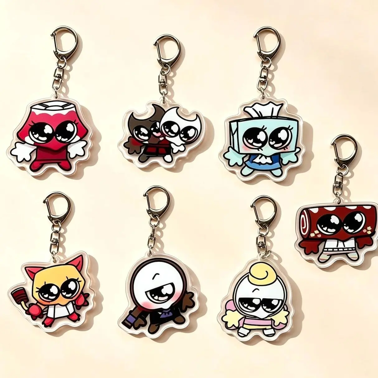 Dandy's World Acrylic Keychain, Dandys World Double Side, Brightney, Gigi, Glisten, Connie, Shrimpo, Flutter, Poppy, Dandys World Gifts