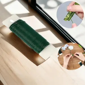 1 Pack Green Flexible Paddle Wire for Crafts, Christmas Wreaths Tree, Garland and Floral Flower Arrangements，Length 50m, thickness 0.35mm