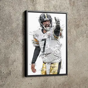 Ben Roethlisberger Poster Pittsburgh Steelers Football Painting Hand Made Poster No Frame Print Kids Wall Art Man Cave Gift Home Decor