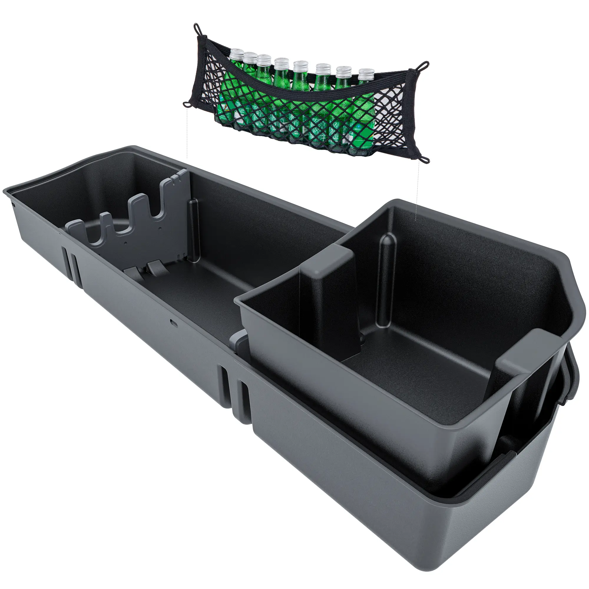 WHALEMOTOR Underseat Storage Compatible with Ford F150(2015-2026)&Super Duty(2017-2026) SuperCrew/Crew Cab, Upgraded Rear Under Seat Organizer Cargo Box for F-150 F250 F350 F450 F550