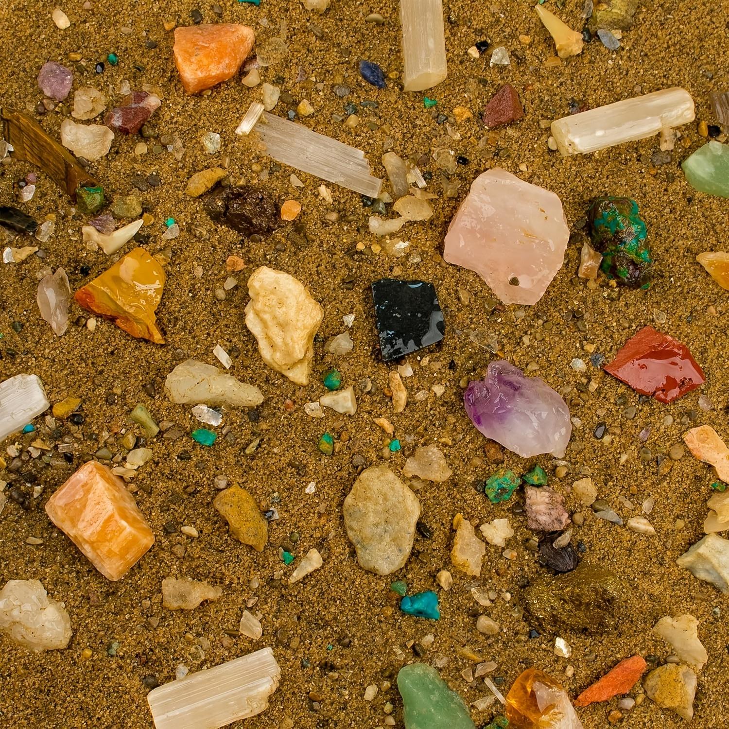 150g Sand and Gravel Mining Kit, Includes Various Natural Crystal Gems, Rock Exploration and Treasure Hunting Toy, Easter / St. Patrick's Day Gift, Suitable for Children and Mineral Enthusiasts,crystal collection, science education, kids' toy, gift DIY