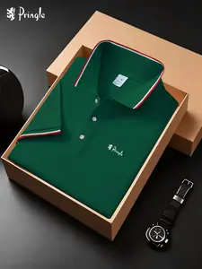 Men's Summer Short Sleeve Polo Shirt, Casual Sporty Style, Geometric Colorblock Design, Loose-Fitting, Outdoor Wear, Lion Print