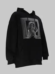 Men's Fashion Sweatshirt, Crew Neck Hooded Glitter Sweatshirt, Sequins, Exaggerated Glitter Rhinestones, Black and White Glitter Hooded Sweatshirt, Rapper Hooded Sweatshirt, Suitable for Parties, Proms, Music Festivals24054