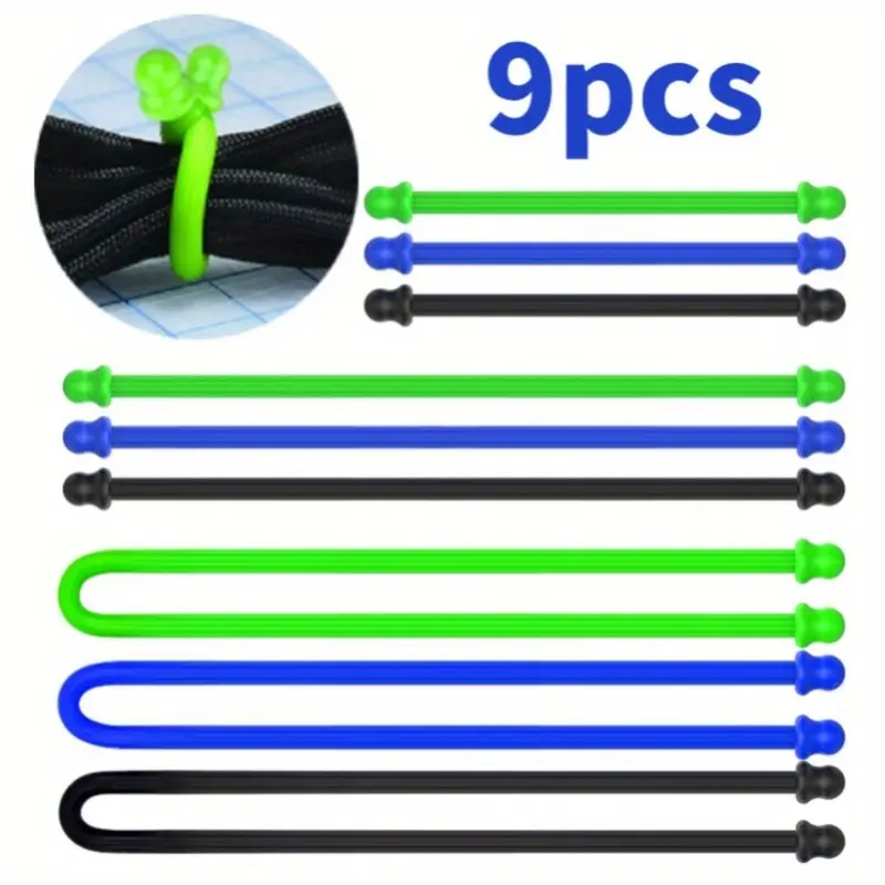 9 Pieces of Reusable Silicone Zip Ties, Available in 3 Sizes (4 Inches, 6 Inches, 12 Inches), with A Bendable Steel Core Silicone Tape for Organizing and Bundling (diameter 4 Millimeters)