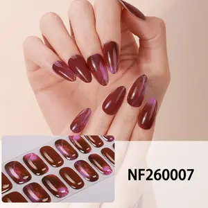 16 Tips Gradient Marble Gel Nail Strips, Shiny Self-Adhesive Full Set, Requires UV Lamp, Easy to Apply and Remove, DIY Nail Art for Women and Girls