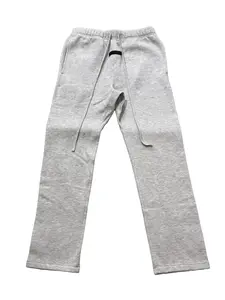 Uncuffed Relaxed Sweatpants Men's Light Oatmeal Soft Casual Wide Leg Joggers with Elastic Waist for Everyday Wear Menswear Stylish