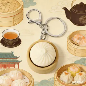 Novelty Prank Soup Dumpling Squishy Keychain, Super Soft Squeeze Fidget Toy, Fashion Stress Relief Hand Toy for Young Adults