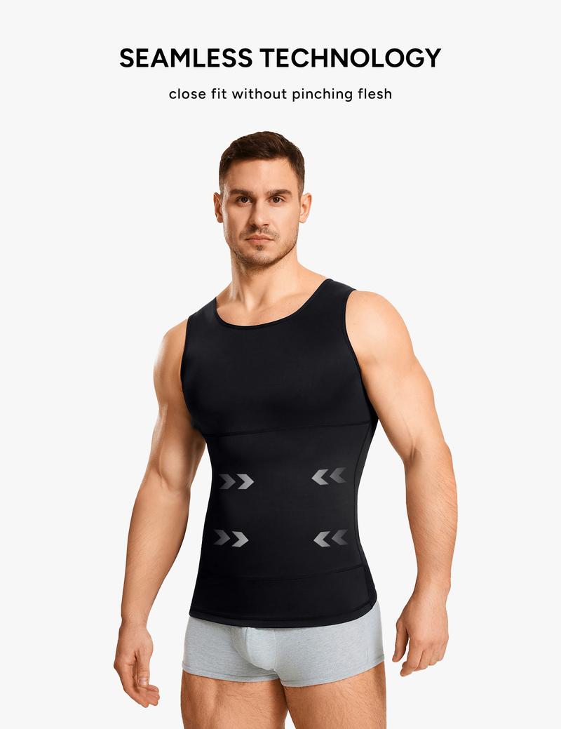 Nebility Men's Tummy Control Shapewear Tanktop - Sleeveless High Elasticity Breathable, Waist Chest Compression Vest Athletic Workout Clothing
