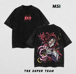 ''Breath of the Moon'' Kokushibo Vintage T-Shirt Demon Slayer Infinity Castle Arc Graphic Tee Oversized Acid Washed Cotton Shirt Anime Streetwear Soft Menswear Gift for Anime Fans Manga Merch