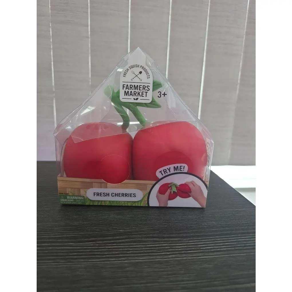 Farmers Market Fresh Cherries Squishy Toy for Kids Ages 3+ - Perfect for Playtime and Sensory Fun