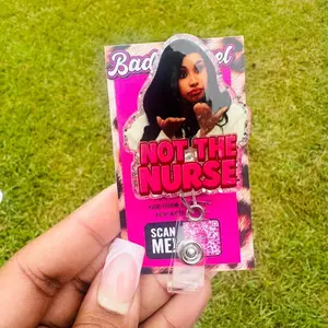 Not the Nurse Cardi Badge  Hospital ID Healthcare Worker Lab Nurse Xray Pharmacy Reg  Glitter Acrylic Badge Clip Nurse Badge Reel