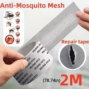 1 Pack 78.74 Inch Self-Adhesive Window Screen Repair Tape, Waterproof Mesh Screen Repair Patch, Strong Adhesive Screen Repair Kit for Window Door Screens, Mosquito Nets & Curtain Tears, Easy to Cut for Home & Dorm Use