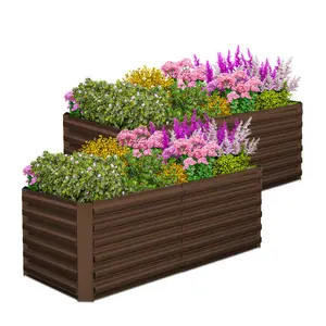 NAVINE 6x3x2ft  Galvanized Raised Garden Bed 2-Sets, Large Metal Planter Raised Beds, Planters Box for Outdoor Plants for Vegetables, Flowers, Herbs, Fruits, and Succulents 269Gal