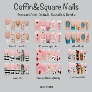 Voxinail Lab | Coffin & Square Nails Collection | Handmade Press-On Nails | Acrylic, Reusable, Long-Lasting