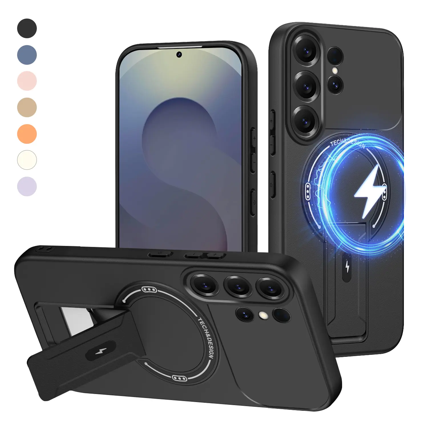 Military Grade Case Compatible with Samsung Galaxy S26/S25/S24 Plus / S25 Plus with Kickstand, Soft TPU and Hard PC Dual Layer, Rugged Heavy Shockproof Dropproof Protective Cell Phone Cover
