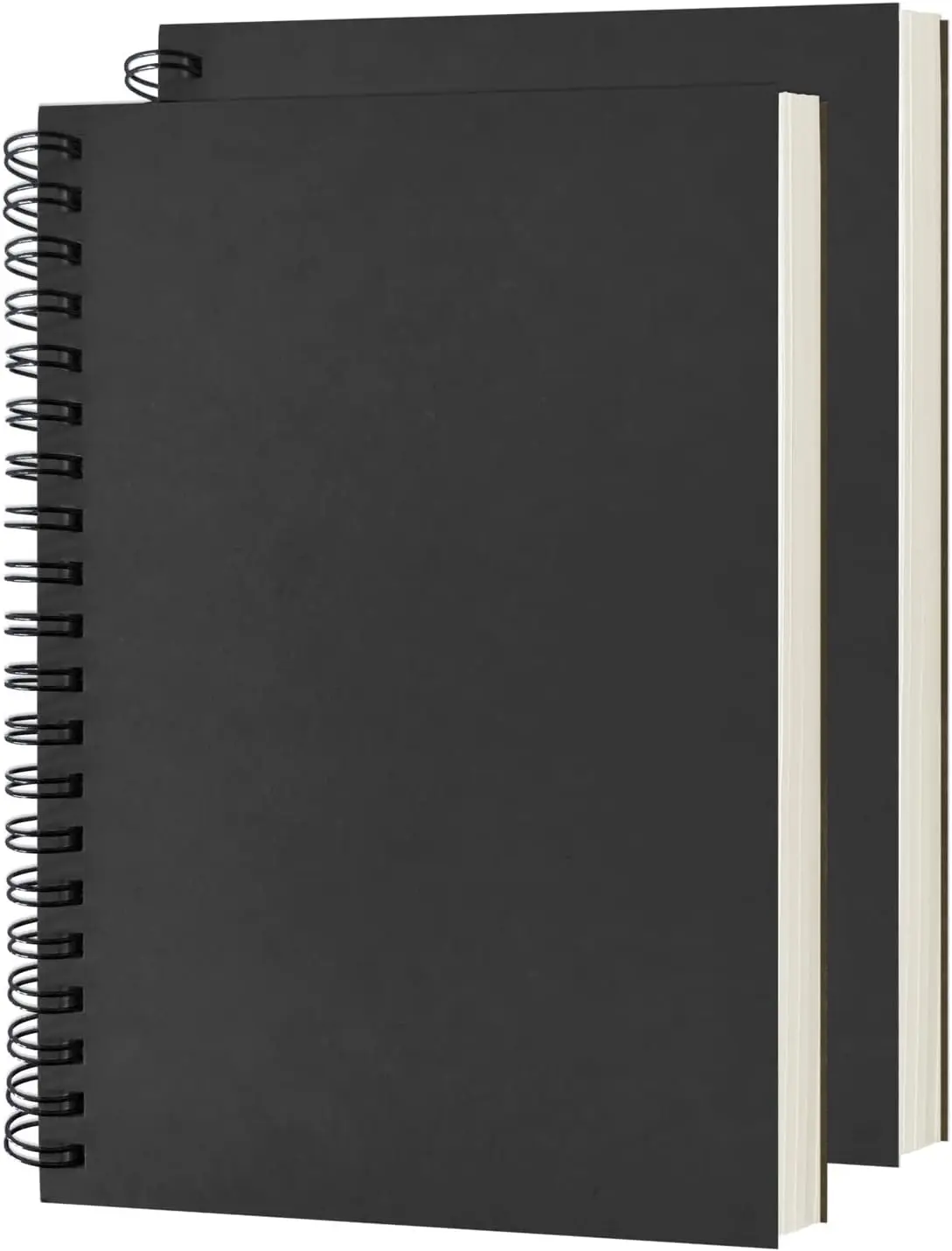 Blank Spiral Notebook, 2-Pack, Soft Cover, etch book, 100 Pages / 50 Sheets, 7.5 inch x 5.1 inch, 100GSM, (Black)