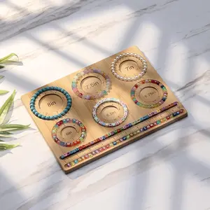 Jewelry Making Beading Board, Bamboo Bracelet Making Tool, DIY Bracelet Size Measuring Board for Crafting, Durable and Eco-Friendly