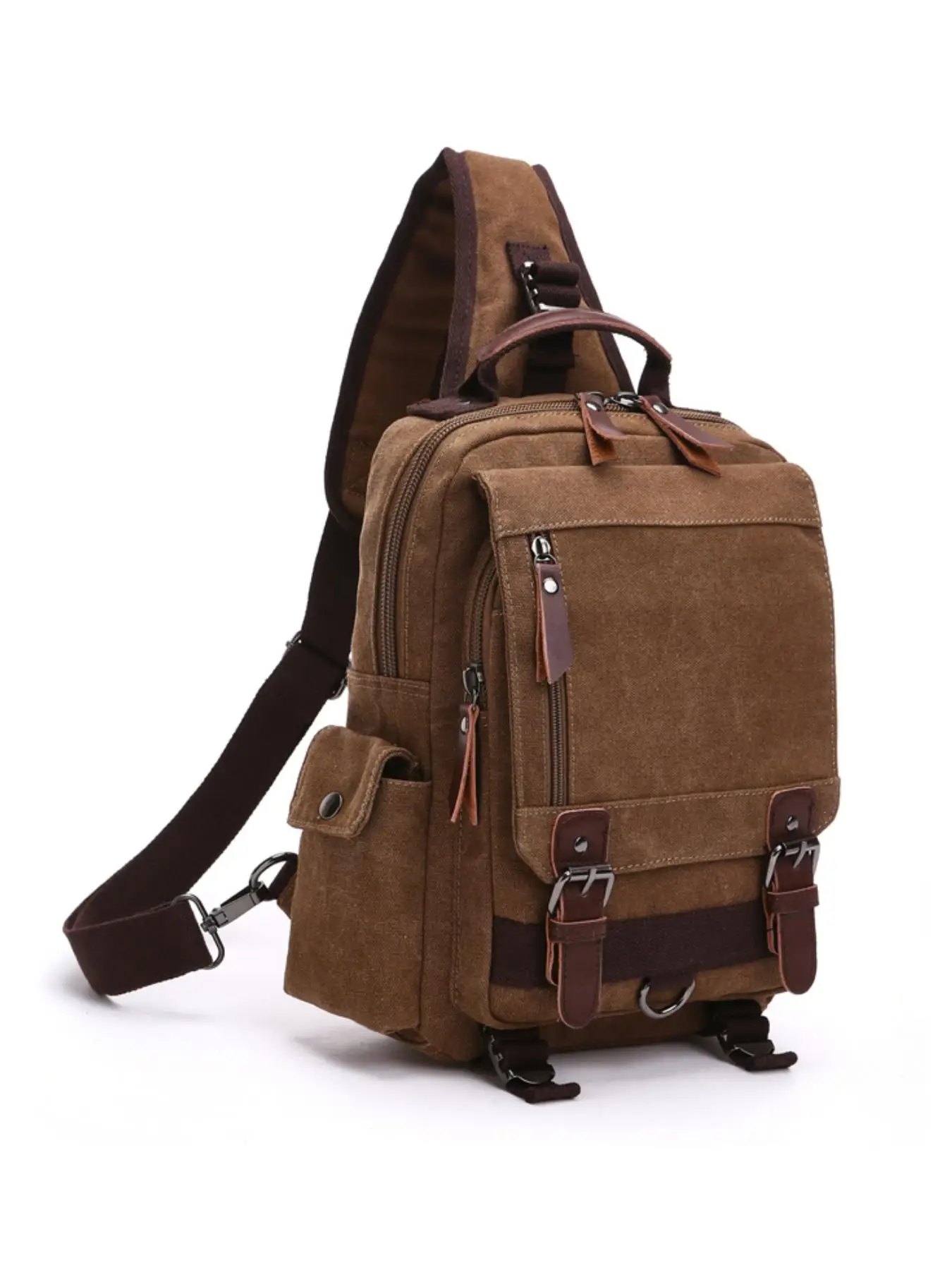 Men's Casual Plain Canvas Fabric Crossbody Bag, Fashionable Belted Design Crossbody Sling Bag for Daily Used, Casual Trendy Versatile High-quality Dai
