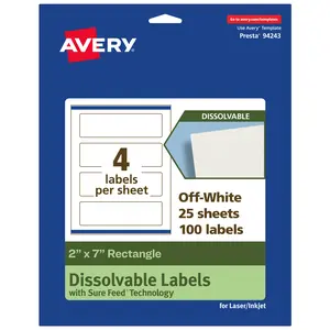 Avery Dissolvable Labels, 2" x 7" Rectangle