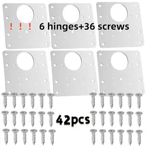 6-piece cabinet hinge repair plate, stainless steel hinge repair bracket set, suitable for kitchen cabinet doors, with fixing screws included