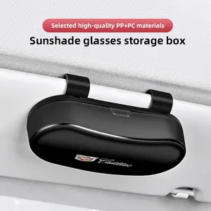 Car Glasses Box Portable Car Sunglasses Holder Car Driving Glasses Holder Eyeglass Case Sun Visor Multifunctional Storage Box For Cadillac Escalade CTS ATS XTS CT4 CT5 XT5 XT4 XT6 CT6 Lyriq SRX ELR Celestiq EXT XLR