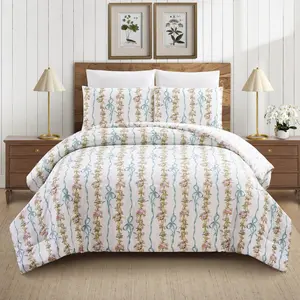 Modern Heirloom 3pc King Bow and Floral Comforter Bedding Set