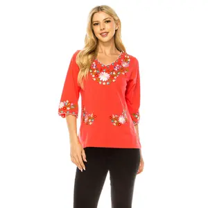 Traditional 3 Quarter Sleeve Mexican Women Blouse  S-M-L-XL-2XL-3XL