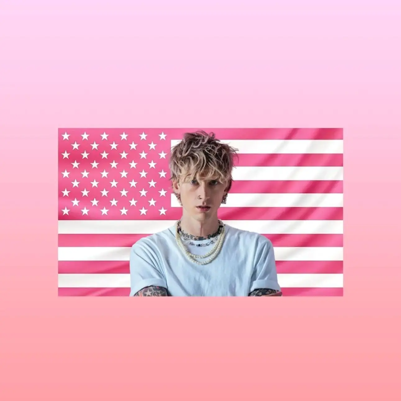 MGK Pink American Flag Tapestry – Machine Gun Kelly Wall Art | Aesthetic Rap Rock Room Decor Flag