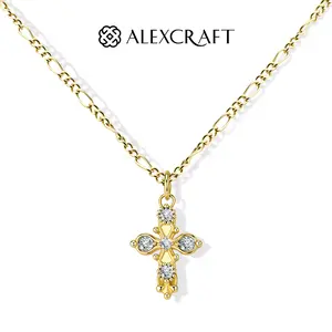 ALEXCRAFT Summer Gifts:14k Gold Cross Necklace, Zircon Cross Pendant, Faith-Based Necklace, Elegant Accessory for Women, Christian Jewelry Gift for Her, AccessoriesWomen summerwins,summerwins