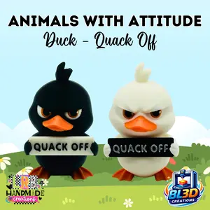 Duck "Quack Off" Animals with Attitude Figurine, Cute 3D Desk Decor, Kawaii Animal Statue, Funny Gift Idea, Office Shelf Decor, Unique Handmade Style Collectible, Mood Humor Figurines