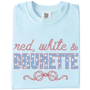 Red White and Brunette Tee, 4th Of July Tee, Fourth Of July T-Shirt