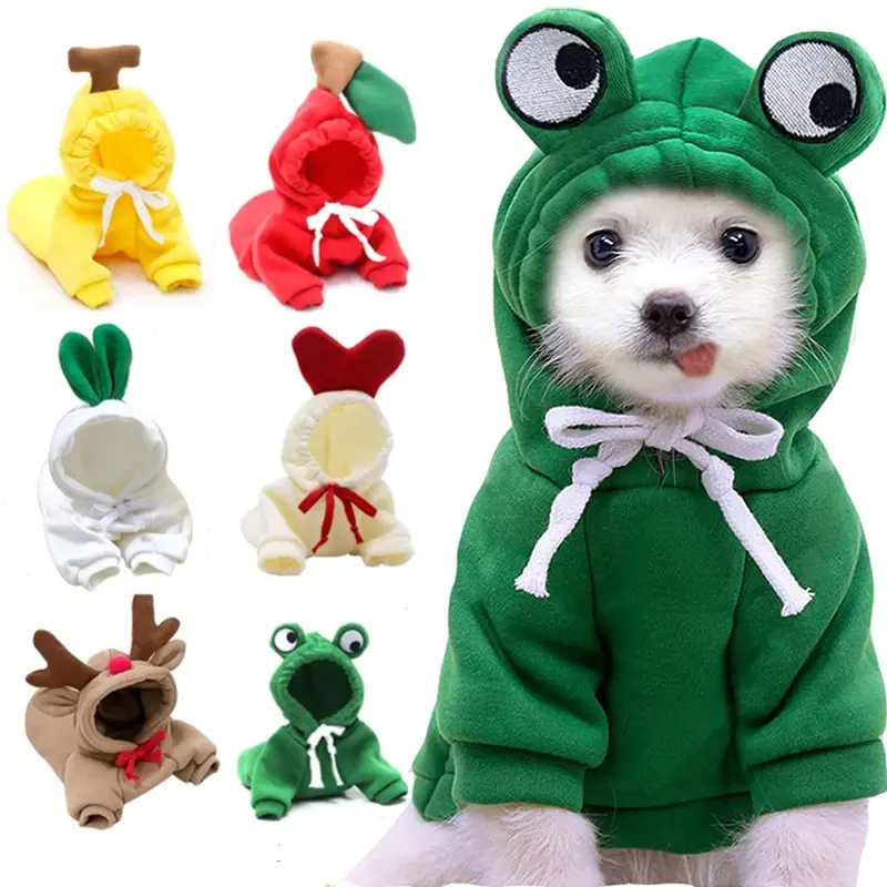 Cute Fruit Dog/Cat Clothes For Small Dogs Hoodies Winter Warm Fleece Pet Clothing Puppy Cat Costume Coat For French Bulldog Chihuahua Outfit