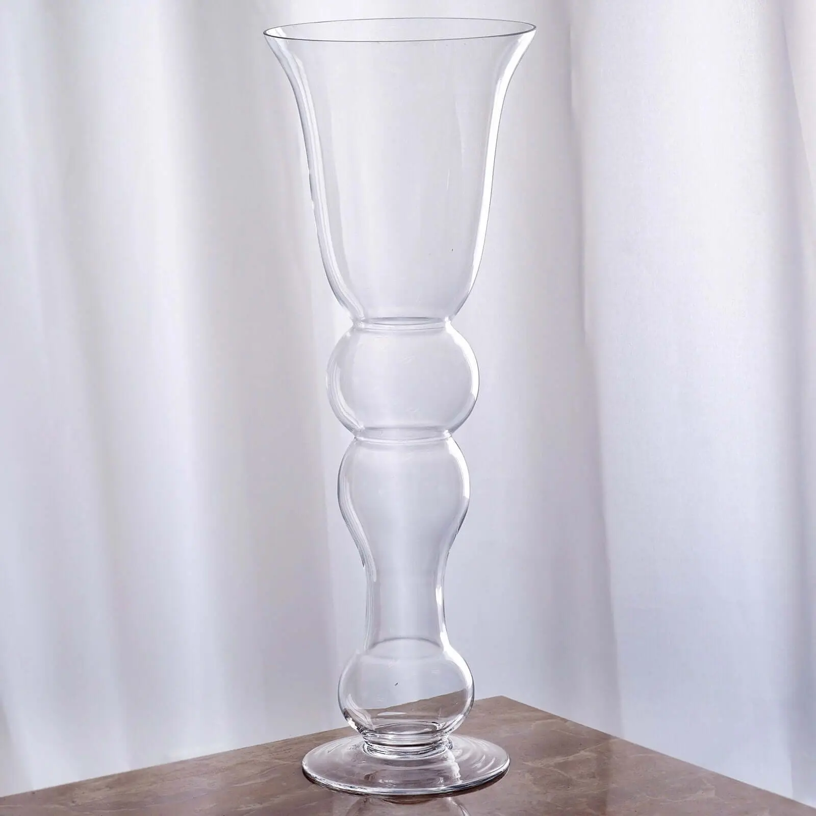 4-Pack Glass Trumpet Vases Pilsner Curved Design Clear - Stylish Flower Centerpieces for Events 20"