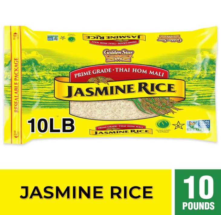 Thai Hom Mali White Jasmine Rice - Prime Grade White Rice - 10 lb Bag
