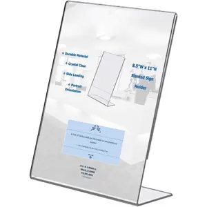 Clear  Slanted Sign Holder 8.5 x 11 - Slanted Picture Frame   Sign Holder for Office, Retail, Tradeshows Single