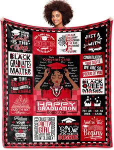 African American Graduation Gifts Throw Blanket 60" X 50", Graduation Gifts for Her, Black Girl Graduation Gifts, 2024 Graduation Gifts for Black Queen, Graduation Blanket for Black Women